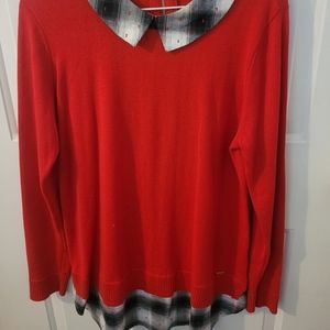 Tommy Hilfiger Sweater over w/faux shirt L